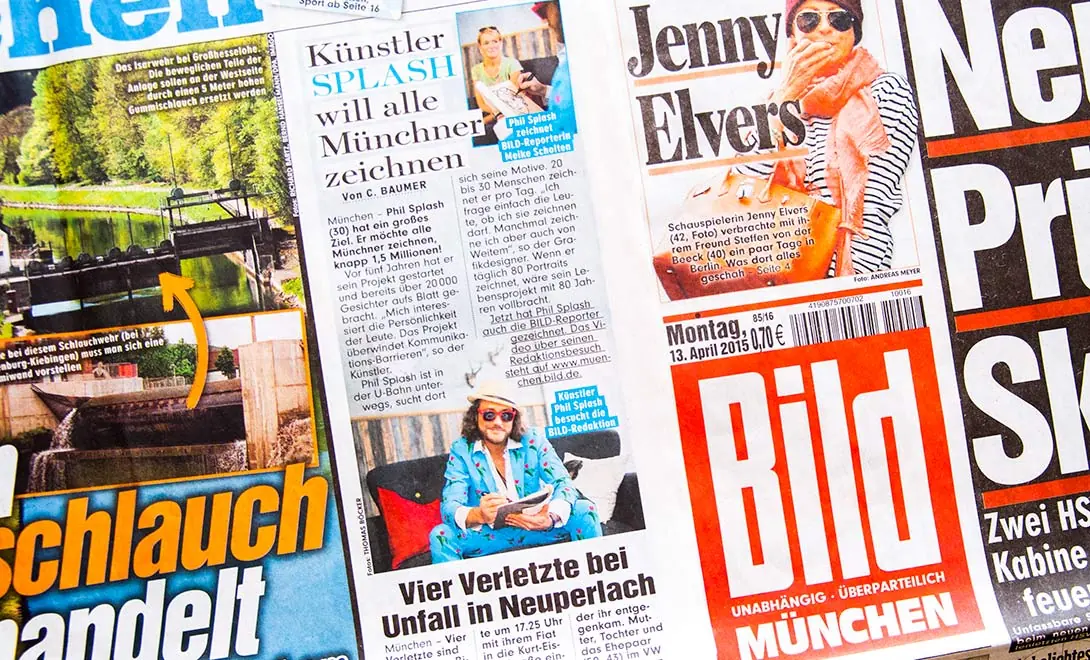 „Künstler SPLASH will alle Münchner zeichnen“, BILD München